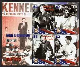 ANTIGUA - 2007 - JFK, 90th Birth Anniv - Perf 4v Sheet - Mint Never Hinged