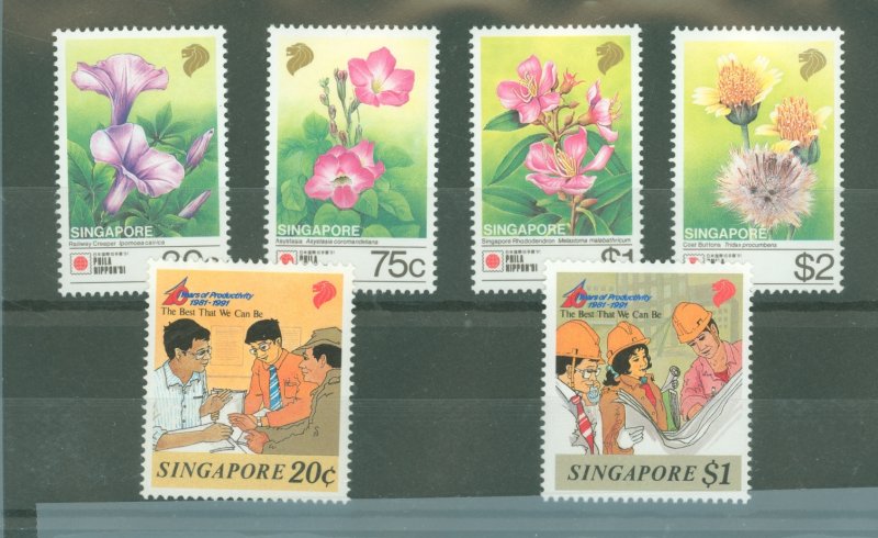 Singapore #609-14 Mint (NH) Single (Complete Set) (Flora) (Flowers)