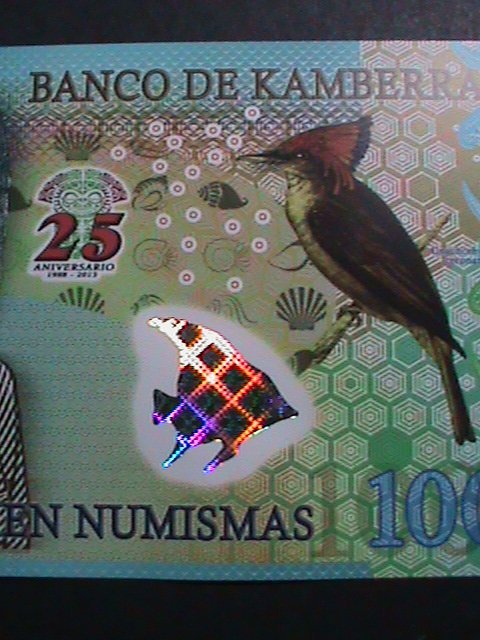 ​AFRICA- 2013-BANK OF KAMBERRA POLYMER-$100 NOTE-UNC- WITH HOLOGRAM FISH-VF