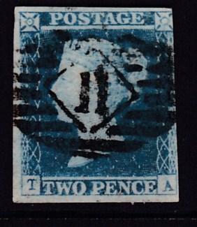 Great Britain 1841 QV 2d blue From an Old Tyme Collection  F/VF/Used(o)