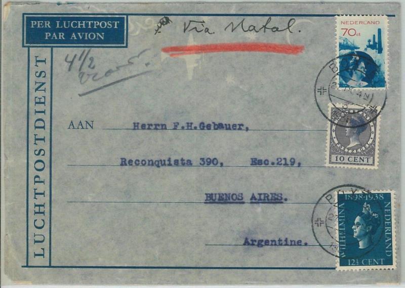 75345 - The NETHERLANDS - Postal History - AIRMAIL  COVER to ARGENTINA 1938