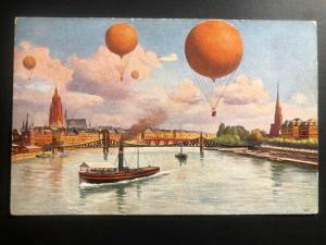 1909 Frankfurt Germany Picture Postcard Cover To Oberstdor Balloon Airship Fair