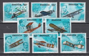 Rwanda, Scott cat. 885-892. History of Aviation.