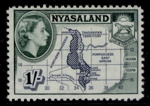 NYASALAND PROTECTORATE QEII SG182, 1s deep blue & slate-green, LH MINT.