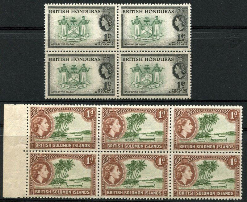 BRITISH Honduras #144 Solomon Islands #90 Postage Blocks Stamp Collection MNH OG