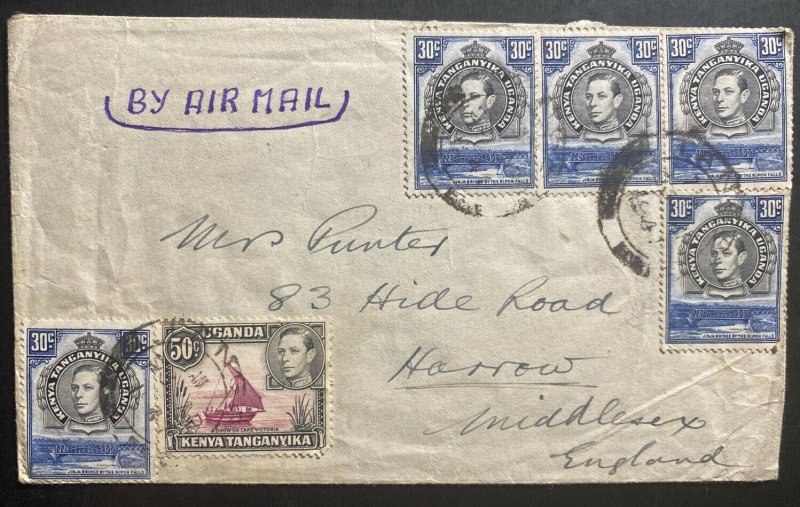 1941 Tanga Tanganyika British KUT Airmail Cover To Harrow England 