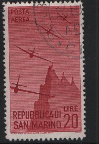 SAN MARINO, C48 USED, 1946-47 Planes over Mt. Titano