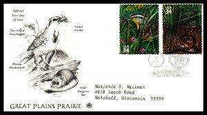 US 3506a-3506j Great Plains Prairie PCS Set of Five Typed FDCs