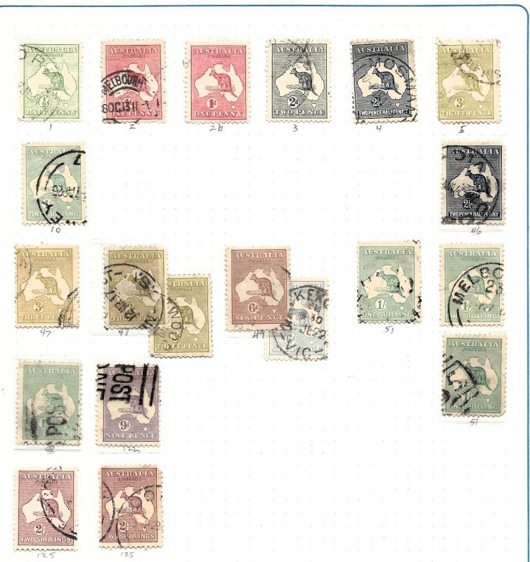 Australia - Handmade Album Page of Stamps - Starts with #1 - High CV