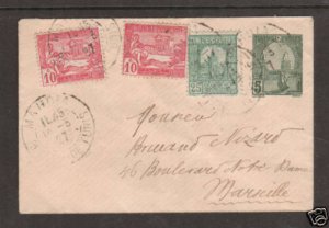 Tunisia H&G 13 + Sc 66, 81 on 1927 5c miniature envelope, MAHDIA to MARSEILLE