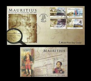 BICENTENARY OF MAHEBOURG Mauritius FDC + Minisheet 2006 MNH AND LEAFLET