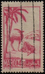 French Morocco 212 - Used - 4.50fr Scimitar-horned Oryxes (1947) (cv $0.40) (2)