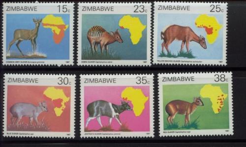 1987 Zimbabwe Duikers & Population Maps 550-55 MNH