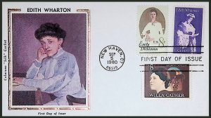 U.S.A. Sc#1832 COMBO Edith Wharton Colorano Silk Cachet (1980) FDC