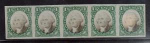 USA #RB1ac XF Mint Rare Strip Of Five