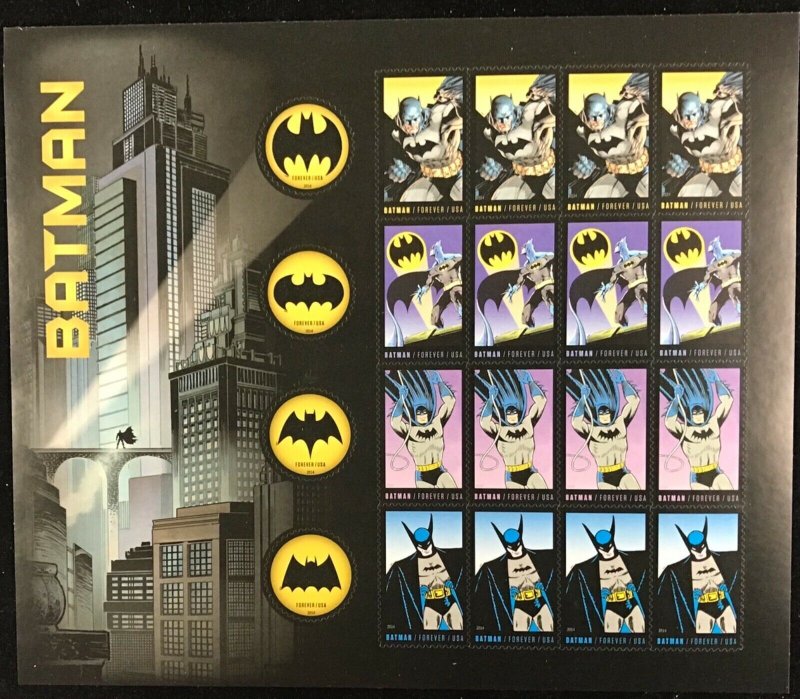 4928-4935    Batman, Comics   MNH Forever sheet of 20    FV $11.00   Issued 2014