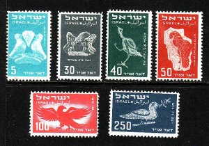 Israel-Sc#C1-6 -unused hinged og  airmail set-Birds-1950-