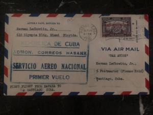 1930 Habana Cuba First Flight Airmail cover FFC to santiago c