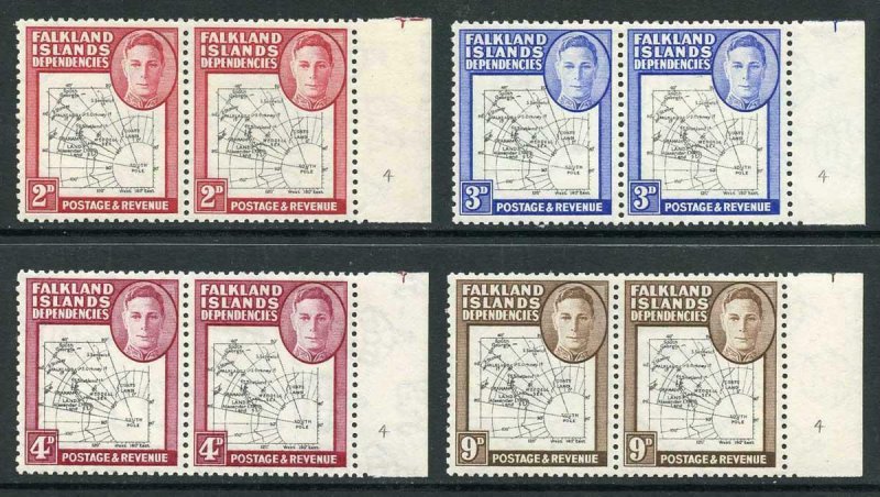 Falkland Is Deps SG G3/7 With Plate number 4 and C for 0 U/M set of 4