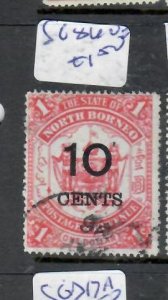 NORTH BORNEO  10C/$1 ARMS    SG  86   VFU        P0314A