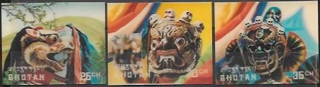 Bhutan #220A-G Ceremonial Masks.  3D 1976