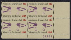 #1683 13c Telephone Centennial, Plate Block [37289 LR] **ANY 5=FREE SHIPPING**