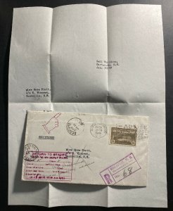 1949 Halifax Canada Return To Sender Registered Cover To Sackville W Letter