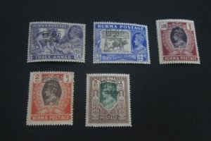 Burma 1947 Sc 77-8,81-83 MNG