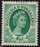 Rhodesia & Nyasaland - 1954 QEII 4½d Used SG 6