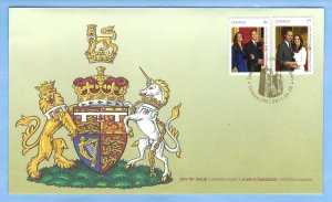 Royal Wedding, William and Kate , Canada FDC, 2011, (CAFDC2466)