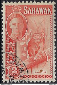 SARAWAK 1950 KGVI 2c Red-Orange SG172 FU