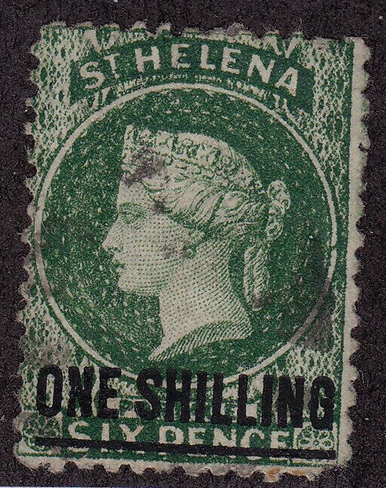 ST HELENA Used Scott # 17 Sh Wmk 1, Bar 18mm, Perf 12.5 - rem, corner perf loss