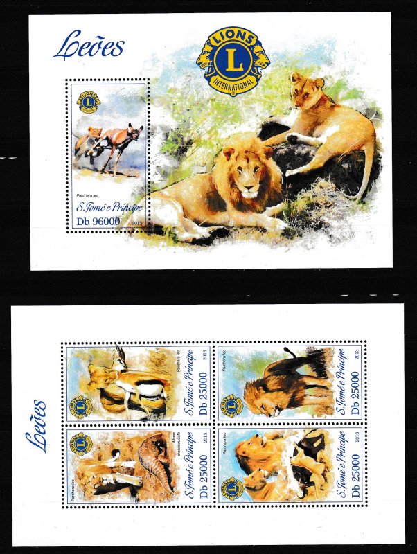 Sao Tome and Principe - LIONS - Set + S.S. - MNH