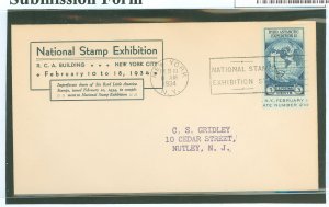 US 735a 1934 3c Byrd Expedition (Farley imperf single) from the mini-sheet on an addressed first day cover with a Linprint cache