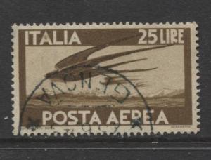 Italy - Scott C112 - Air Post -1945 - VFU - 25 Lira Stamp