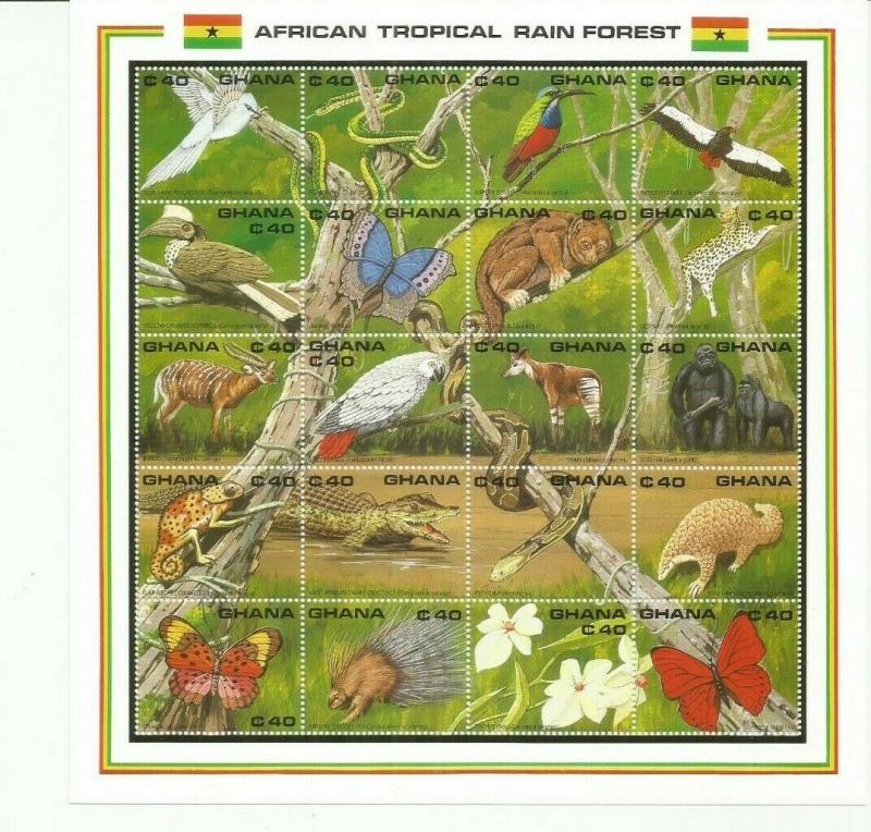 GHANA 1990 RAIN FORREST SCOTT 1224 MNH COMPLETE SET 