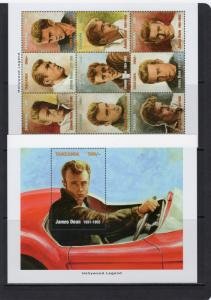 Tanzania 1996 JAMES DEAN HOLLYWOOD LEGEND Sheet + s/s Perforated Mint (NH)