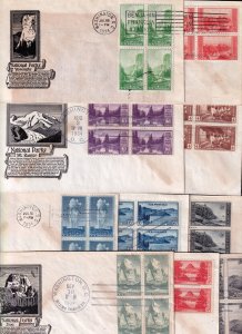 1934 National Parks Sc 740-749-14 set of 10 C. Stephen Anderson cachets blocks