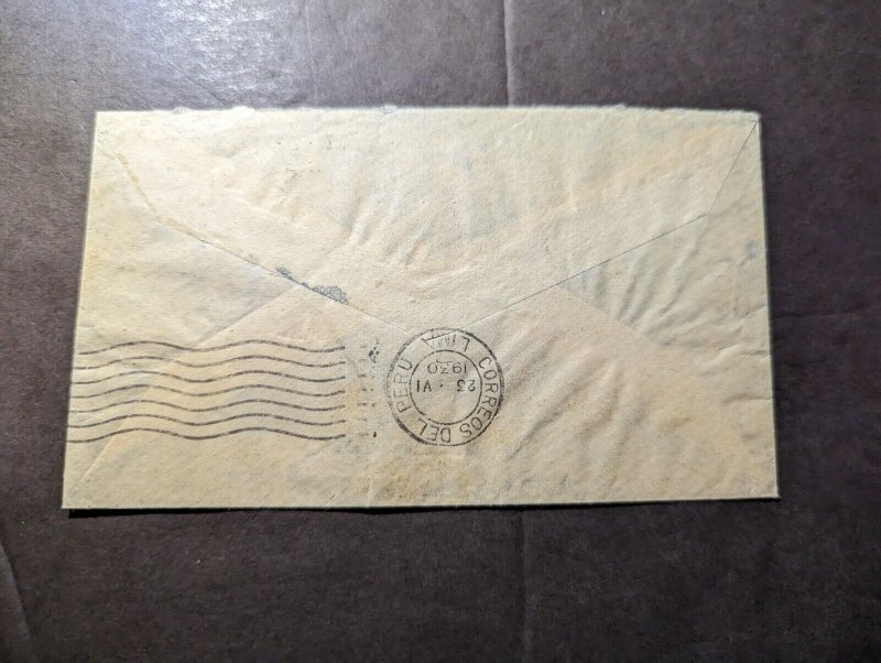 1930 Chile Airmail Overprint Cover Santiago to Lima Peru