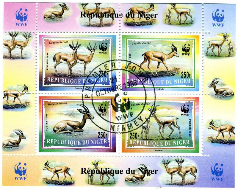 Niger 1998 WWF DORCAS GAZELLE s/s Fine used Perforated Scott 986a