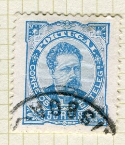 PORTUGAL; 1880s early classic Luis Perf issue fine used Shade of 50r. value