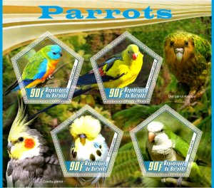 Stamps. Birds, Parrots 2020 year, 1+1 sheets MNH ** perforated