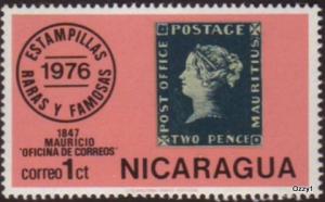 Nicaragua 1976 Sc#1038 SG#2087 1c Rare Stamps Mauritius 2d Blue Mint