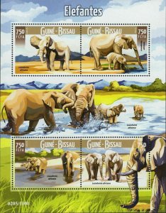 Elephants Stamp Loxodonta Africana Wild Animal S/S MNH #8259-8262