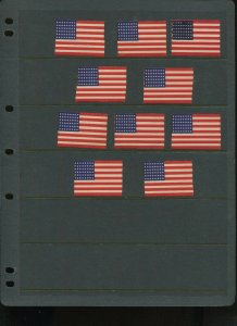 LOT OF 10 VINTAGE USA 48 STAR AMERICAN FLAG POSTER STAMPS (L1227)