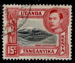 KENYA UGANDA TANGANYIKA GVI SG137, 15c black & rose-red, FINE USED.