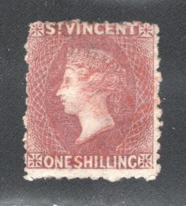 St. Vincent #18   VF, Used, 1sh claret, Victoria, CV $300.00  ... 6050010