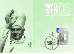 Australia 2008 Maxicard Scott #2801 $2 Pope Benedict XVI - World Youth Day