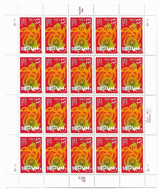 USA 3272  MNH SHEETS HAPPY NEW YEAR