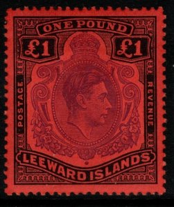 LEEWARD ISLANDS SG114c 1952 £1 VIOLET & BLACK/SCARLET p13 MTD MINT